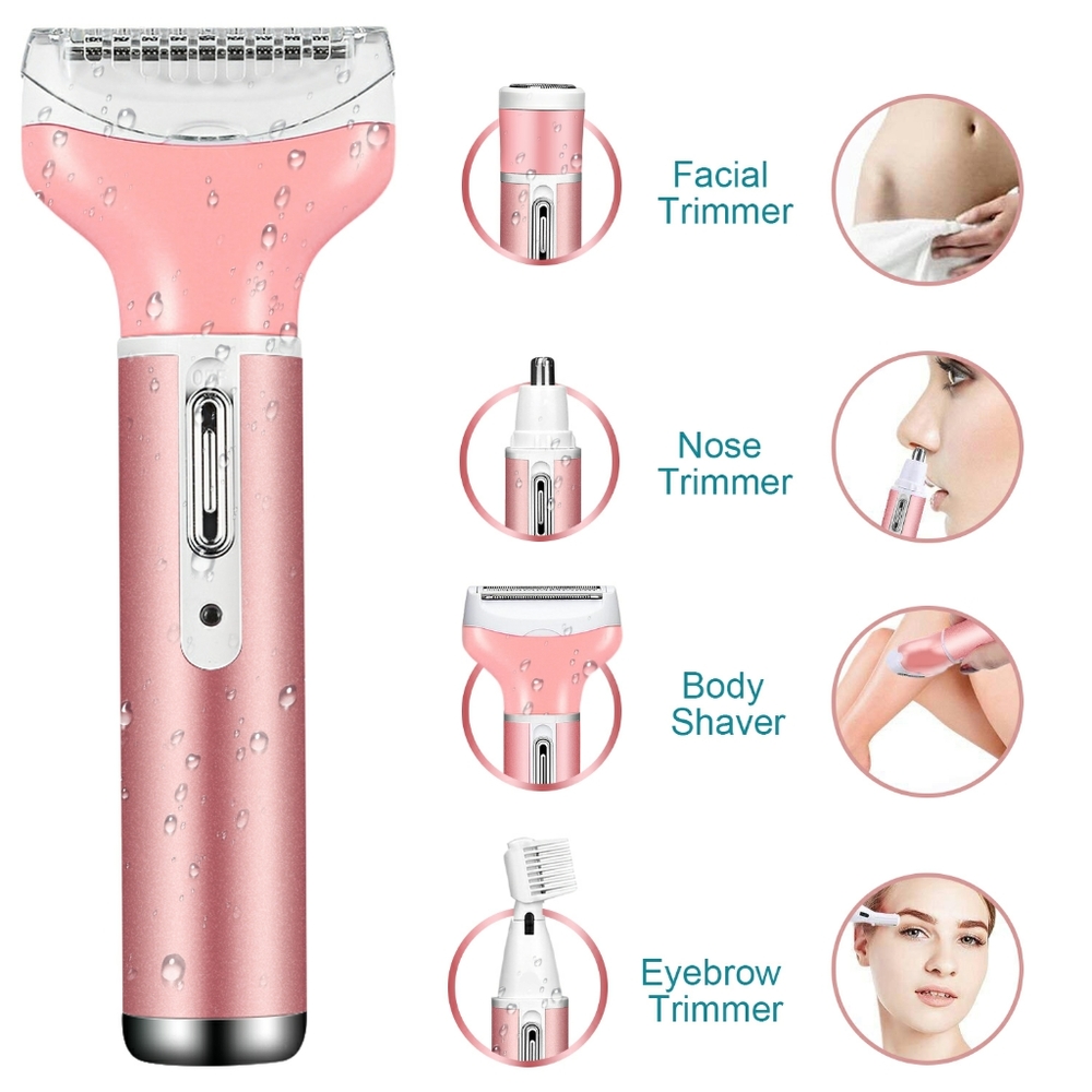 4 in 1 Women Electric Shaver Rechargeable Waterproof Razor Painless Epilator Bod